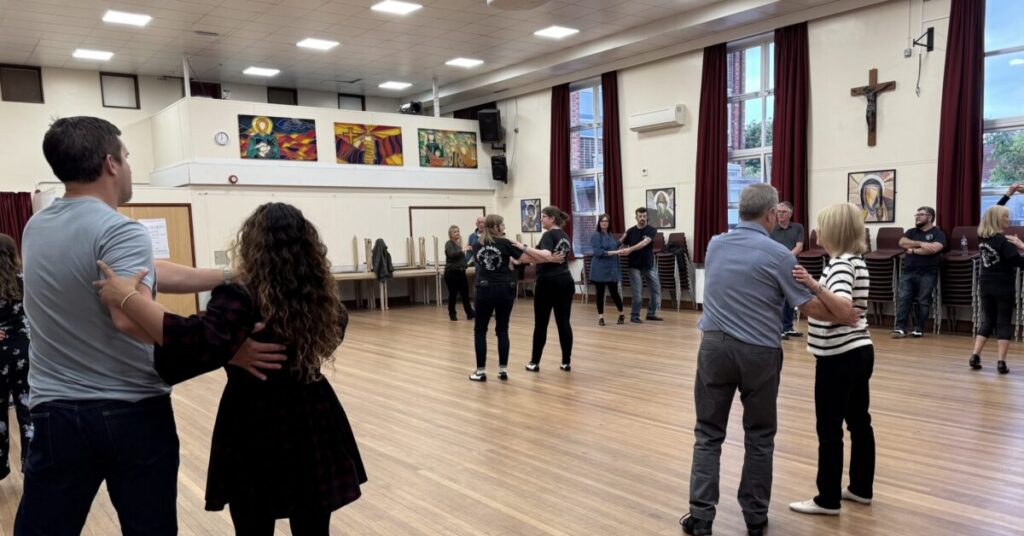 Kirsty and Holly teaching at All Hallows in Farnham